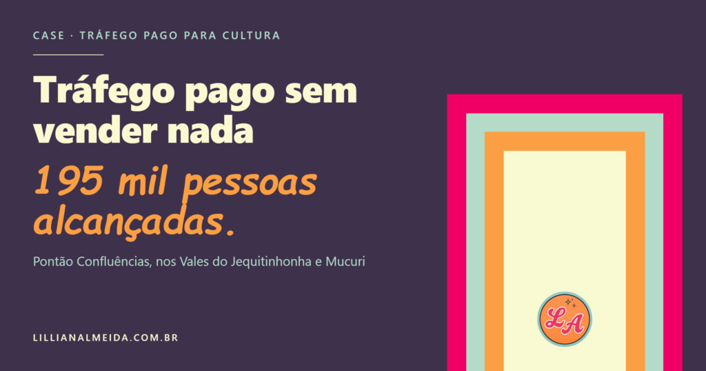 Capa do case de tráfego pago do Pontão Confluências: 195 mil pessoas alcançadas